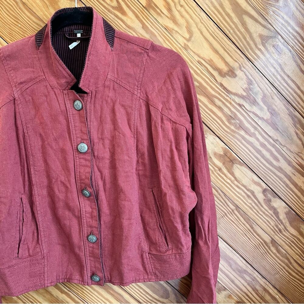 Free People Military Utility Jacket Linen Blend Red - Picture 6 of 6